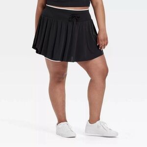 All in Motion Women Knit Active Skort Mid Rise Ribbed Shorts Black 2X NEW